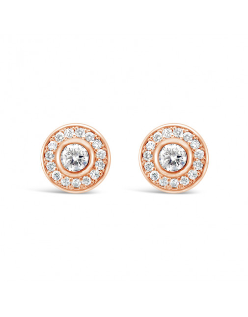 Round Halo Settings Diamond Earrings, in 18ct Rose Gold. Tdw 0.55ct